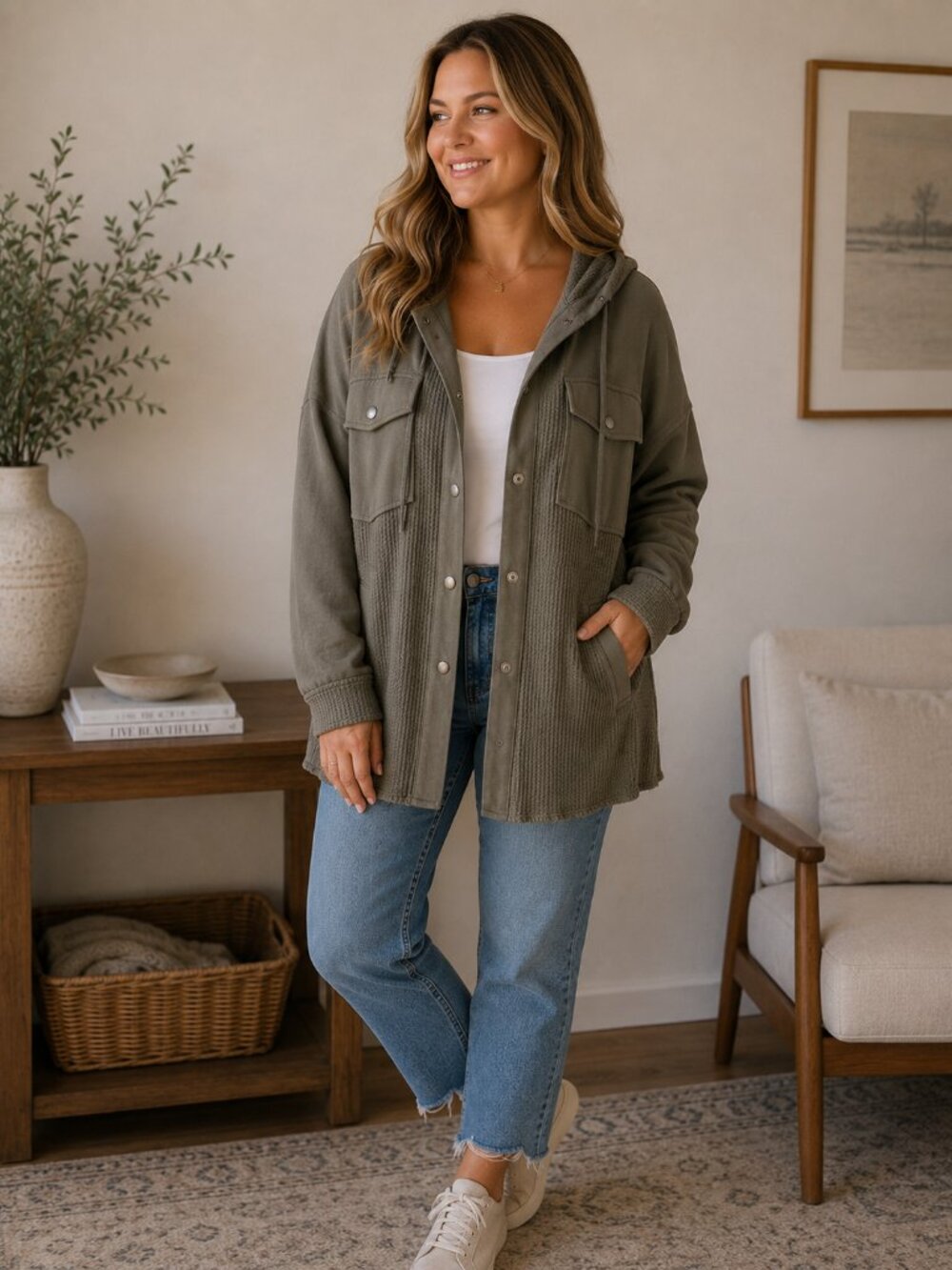 Maurices Hooded Waffle Shacket